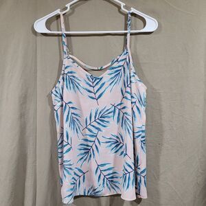 Primark size 6 strappy tropical pink green leaf tank top